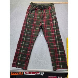 Rainforest Mens Green Red Plaid Fleece Pajama Pants Large Lounge Sleepwear